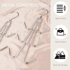 Closet Purse Holder Organizer Set of 2 Metal Handbag‎ Holders